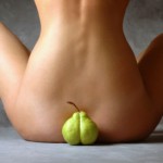 A girl and a pear